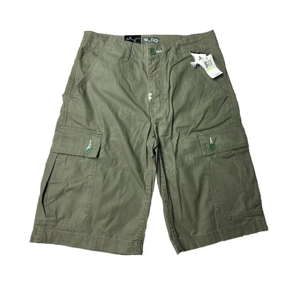 LRG Men’s Lifted Research Group Ripstop Cargo Shorts Green Size 30 New